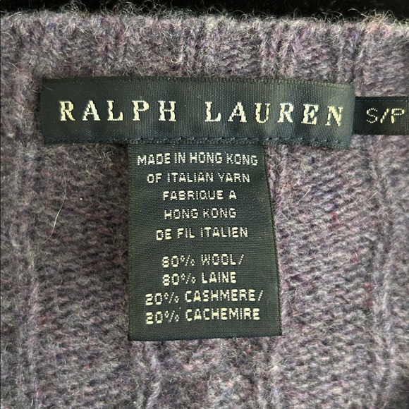 RALPH LAUREN Lavender Purple Cable Cashmere Blend Crew Neck Sweater - Small - Picture 4 of 5
